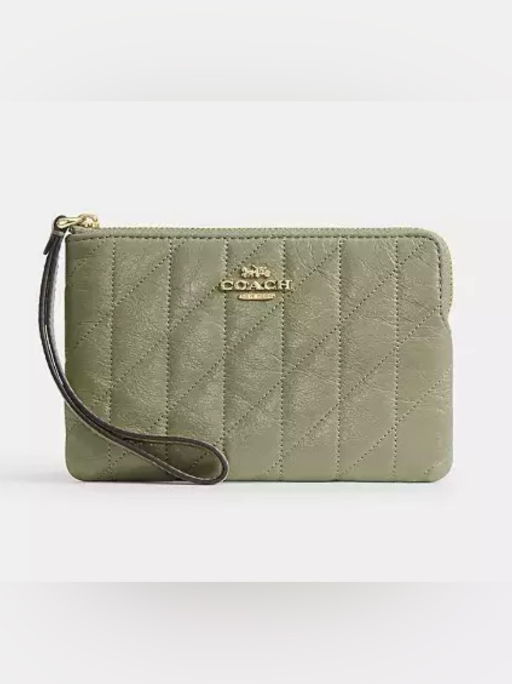 COACH Corner Zip Wristlet Pistachio